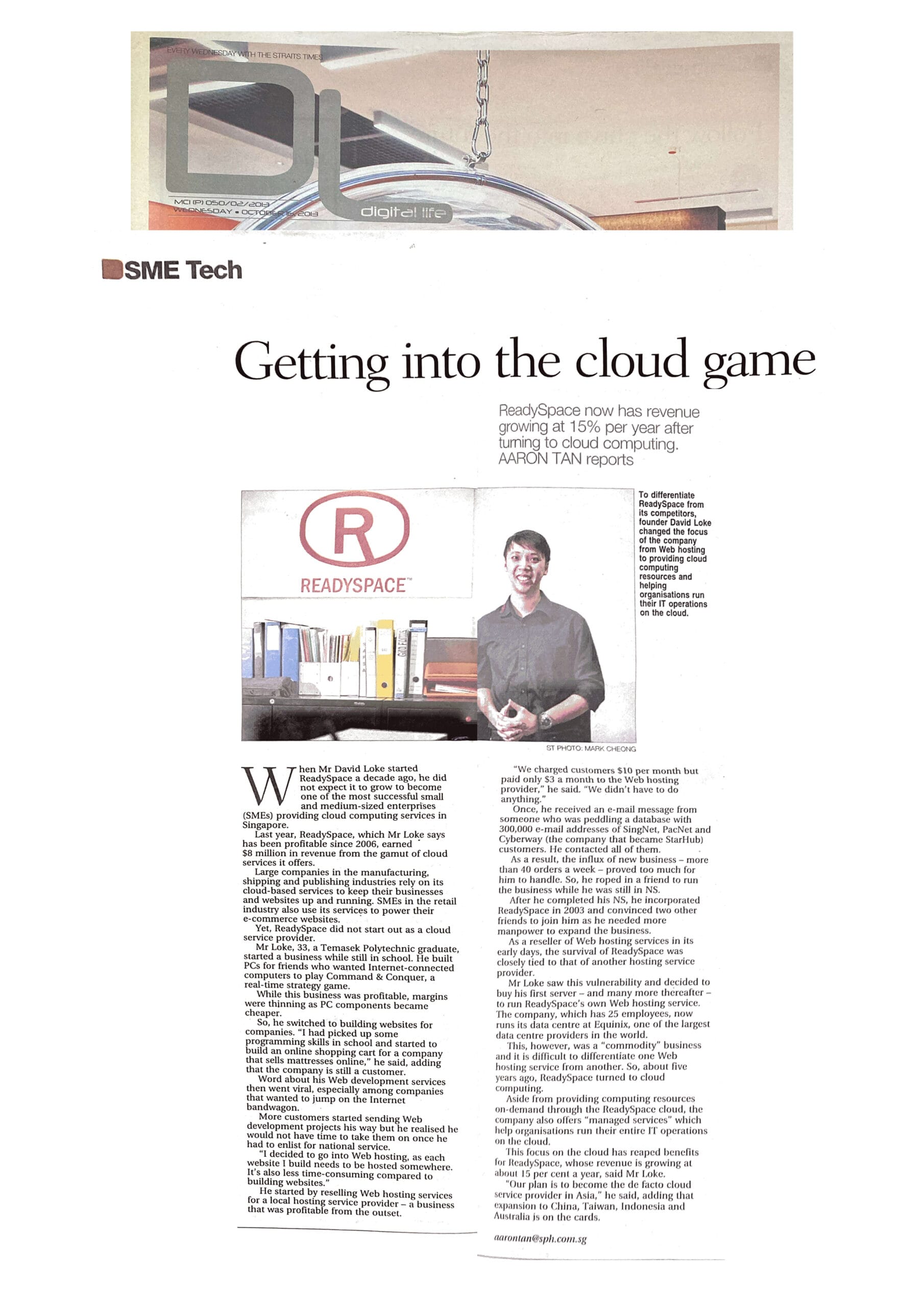 The Straits Times - Getting into the cloud game The Straits Times - Getting into the cloud game