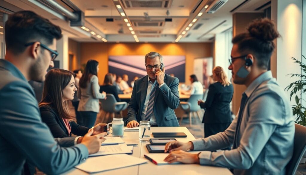 A bustling office setting, filled with professional individuals engaged in various credibility-building activities. In the foreground, a group of colleagues collaborating on a presentation, meticulously crafting their content to establish authority. In the middle ground, an executive making a confident phone call, showcasing their expertise. The background features a well-appointed conference room, where a panel discussion is taking place, illuminated by warm, directional lighting that casts subtle shadows, creating a sense of depth and professionalism. The overall atmosphere exudes a blend of productivity, trust, and a strong commitment to cultivating credibility within the organization. A bustling office setting, filled with professional individuals engaged in various credibility-building activities. In the foreground, a group of colleagues collaborating on a presentation, meticulously crafting their content to establish authority. In the middle ground, an executive making a confident phone call, showcasing their expertise. The background features a well-appointed conference room, where a panel discussion is taking place, illuminated by warm, directional lighting that casts subtle shadows, creating a sense of depth and professionalism. The overall atmosphere exudes a blend of productivity, trust, and a strong commitment to cultivating credibility within the organization.